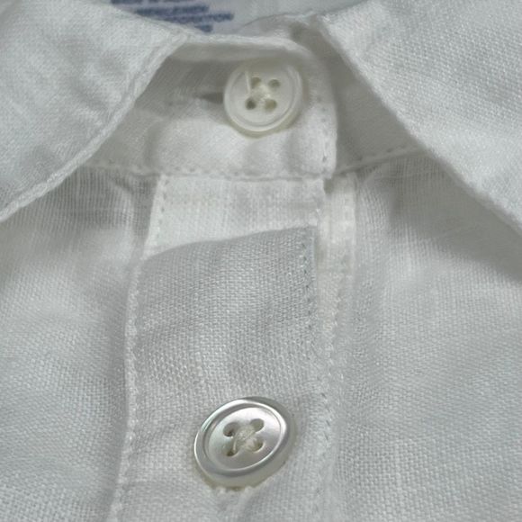 Lands End Blouse Womens 24 White Linen Boho Relaxed Eyelet Lace Scalloped Tunic - Picture 7 of 9